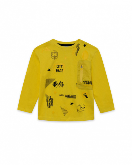 T-shirt Tricoté Jaune Et Noir Enfant Speed Race T-shirt Tricoté Jaune Et Noir Enfant Speed Race
