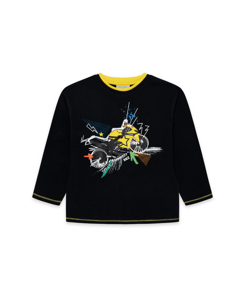 T-shirt Tricoté Noir Et Jaune Garçon Speed Race