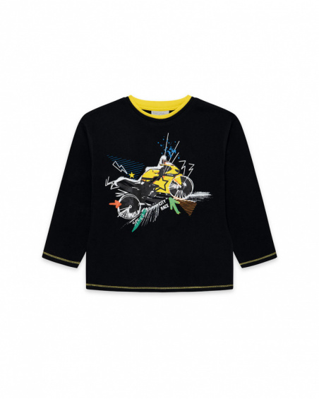 T-shirt Tricoté Noir Et Jaune Garçon Speed Race T-shirt Tricoté Noir Et Jaune Garçon Speed Race