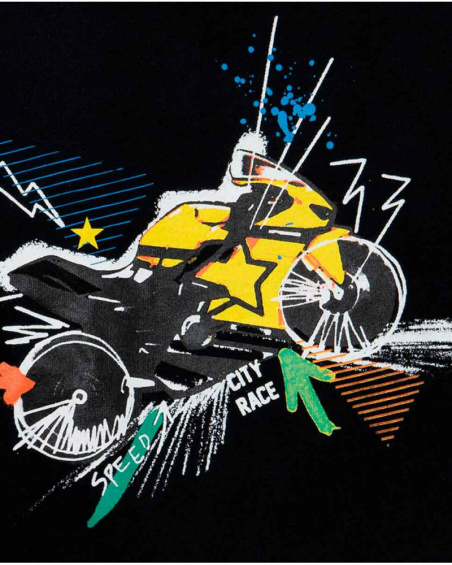 T-shirt Tricoté Noir Et Jaune Garçon Speed Race T-shirt Tricoté Noir Et Jaune Garçon Speed Race
