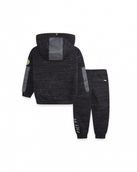 Sweat Et Pantalon Peluche Garçon Noir Et Gris Speed Race