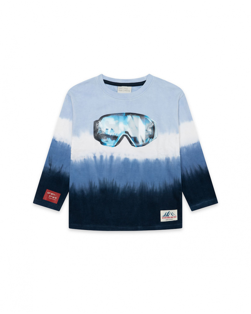 T-shirt Tricoté Bleu Et Blanc Garçon Ski Explorers