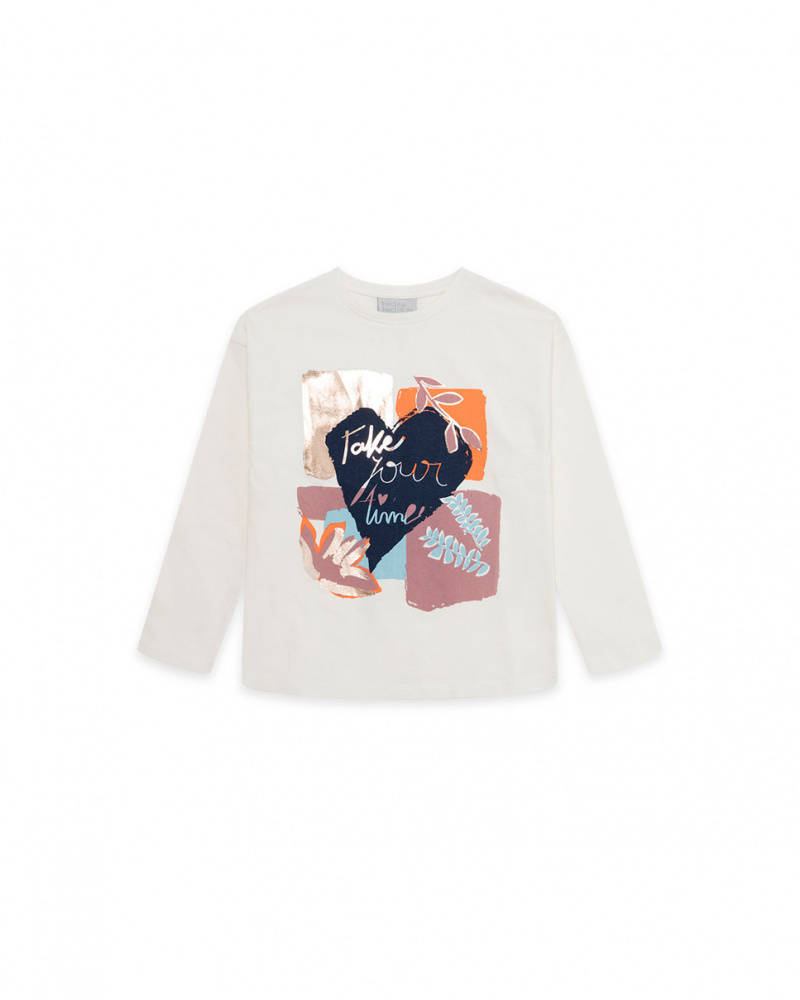 T-shirt en maille blanc et bleu fille Night Garden