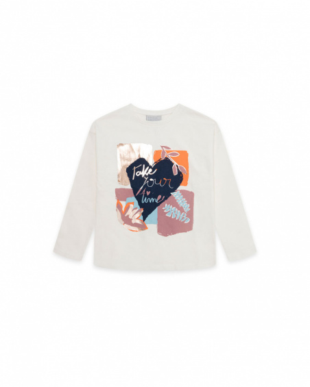 T-shirt en maille blanc et bleu fille Night Garden