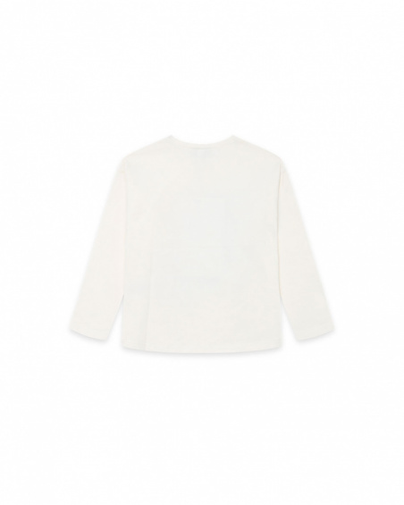 T-shirt en maille blanc et bleu fille Night Garden