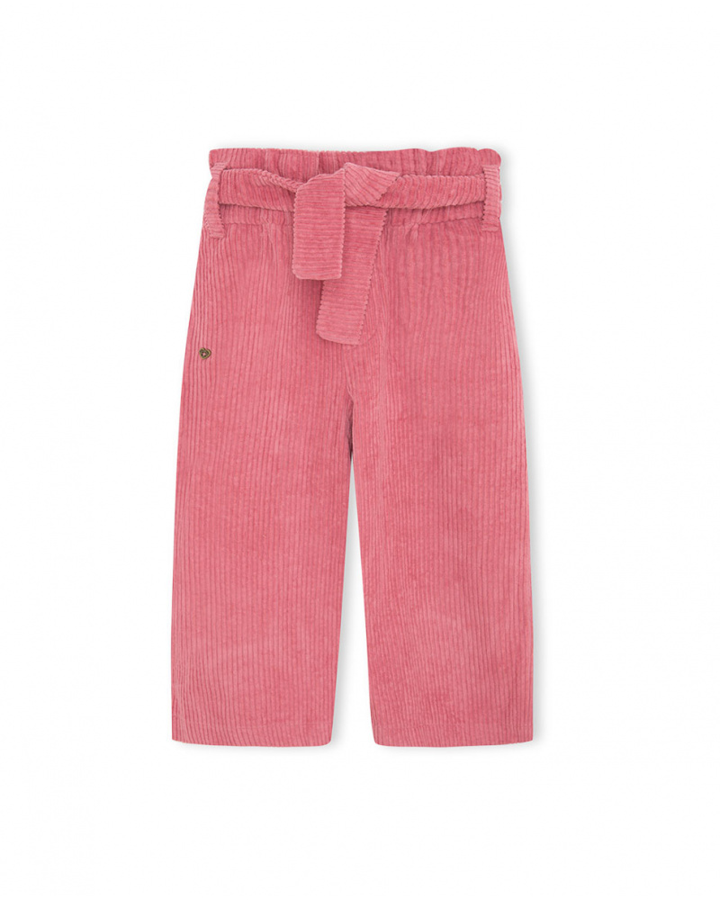 Pantalon fille en velours côtelé rose Night Garden