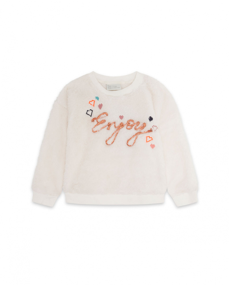 Sweat Fille Blanc Fourrure Night Garden