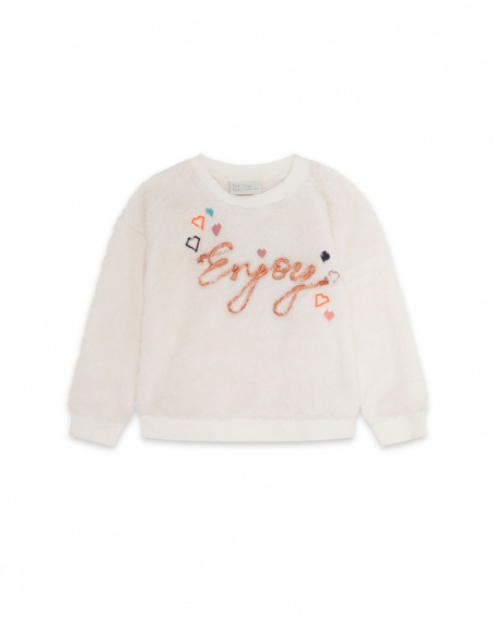 Sweat Fille Blanc Fourrure Night Garden