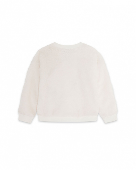 Sweat Fille Blanc Fourrure Night Garden