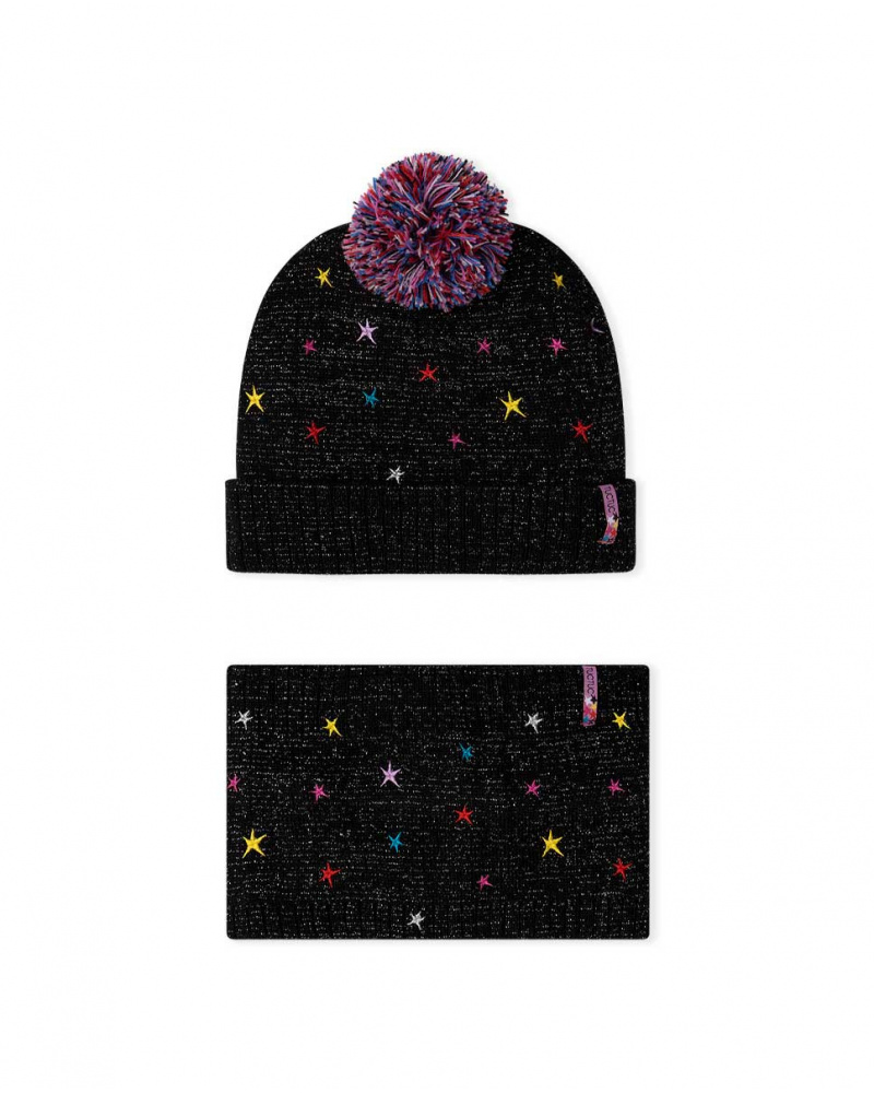 Bonnet Tricot Noir Et Col Fille Glam Rock