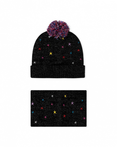 Bonnet Tricot Noir Et Col Fille Glam Rock Bonnet Tricot Noir Et Col Fille Glam Rock