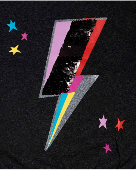 T-shirt Maille Noir Et Rose Fille Glam Rock