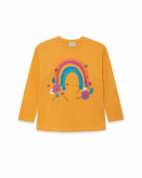 T-shirt tricoté fille orange et rose Fleurs d'hiver T-shirt tricoté fille orange et rose Fleurs d'hiver