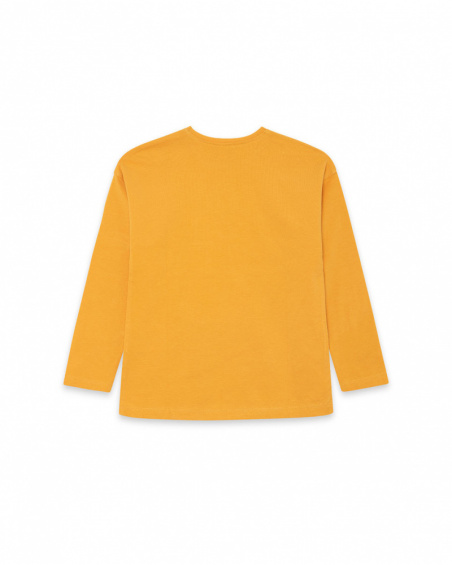 T-shirt tricoté fille orange et rose Fleurs d'hiver