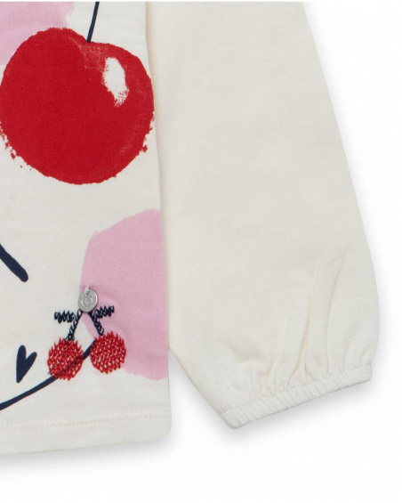 T-shirt en maille blanc et rouge fille J'Adore Le Milk-Shake