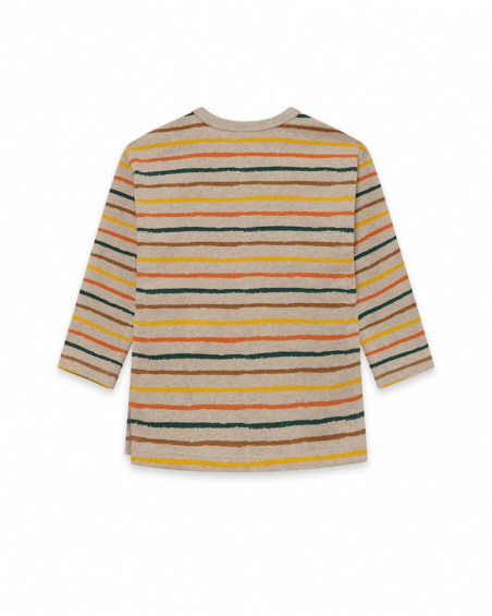 T-shirt Maille Beige Et Orange Garçon Natural Grown T-shirt Maille Beige Et Orange Garçon Natural Grown