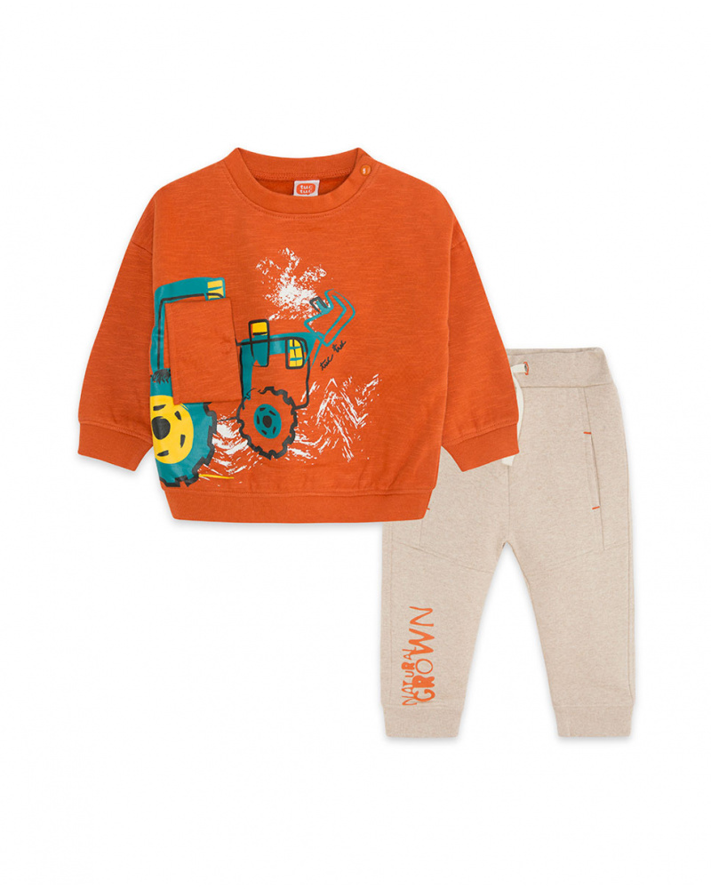 Sweat Et Pantalon En Peluche Orange Garçon Natural Grown