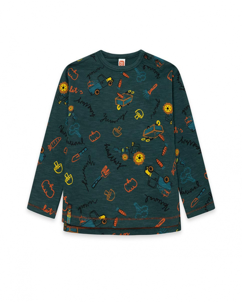 T-shirt En Tricot Vert Et Orange Garçon Natural Grown