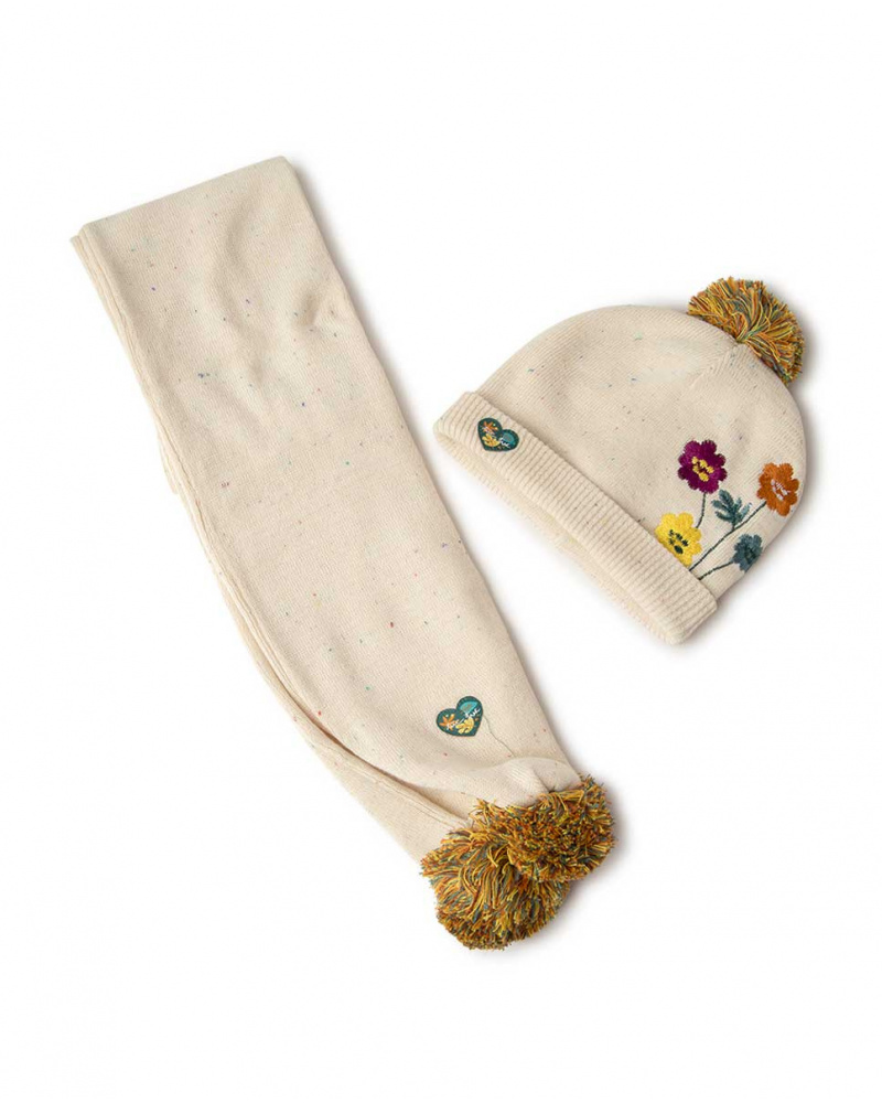 Bonnet Et Echarpe En Tricot Beige Fille Natural Grown