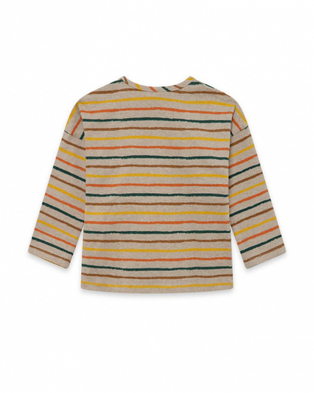 T-shirt Maille Beige Et Orange Fille Natural Grown T-shirt Maille Beige Et Orange Fille Natural Grown