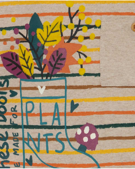 T-shirt Maille Beige Et Orange Fille Natural Grown T-shirt Maille Beige Et Orange Fille Natural Grown