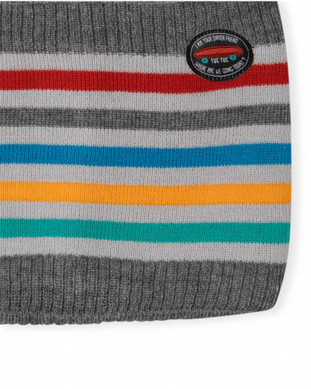 Bonnet et tour de cou en tricot gris pour enfant Connect Bonnet et tour de cou en tricot gris pour enfant Connect