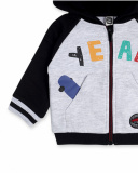 Sweat à capuche peluche gris et noir Boy Connect Sweat à capuche peluche gris et noir Boy Connect