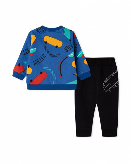 Boy Connect Sweat-shirt et pantalon en peluche bleu et noir Boy Connect Sweat-shirt et pantalon en peluche bleu et noir