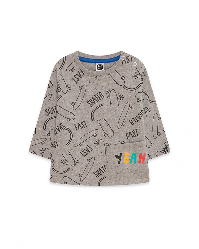T-shirt en maille gris et noir enfant Connect