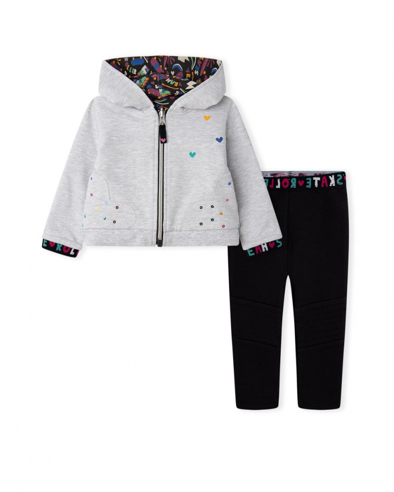 Sweat-shirt et legging en peluche noirs Connect Girl