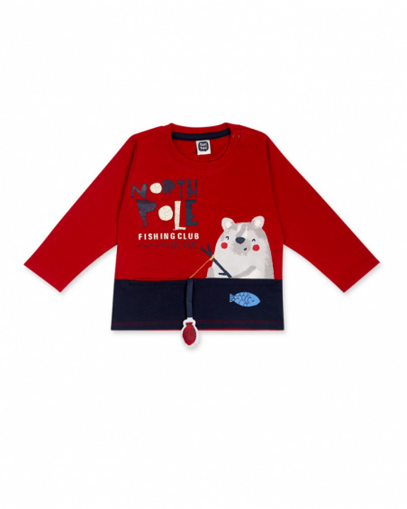 T-shirt Tricoté Rouge Et Bleu Boy Fishing Club T-shirt Tricoté Rouge Et Bleu Boy Fishing Club