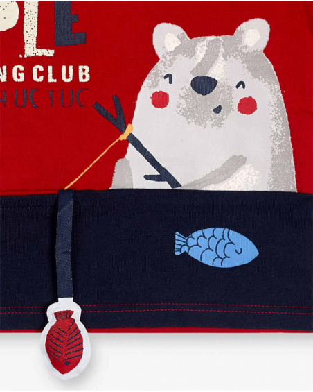 T-shirt Tricoté Rouge Et Bleu Boy Fishing Club T-shirt Tricoté Rouge Et Bleu Boy Fishing Club