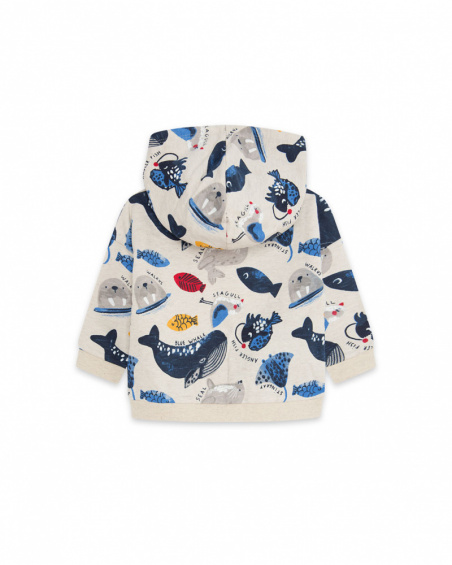 Sweat à Capuche Bleu en Peluche Boy Fishing Club