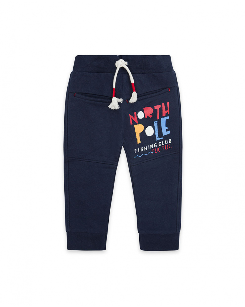 Pantalon Peluche Bleu Et Rouge Boy Fishing Club