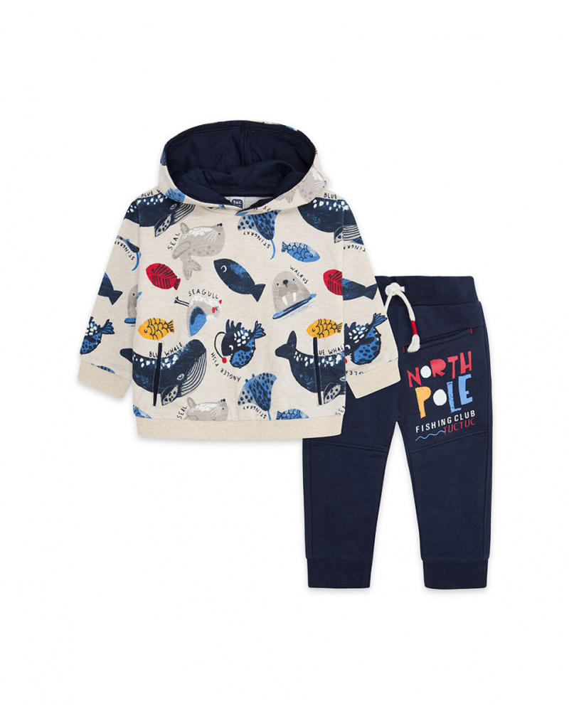 Sweat Bleu Polaire Et Pantalon Garçon Fishing Club