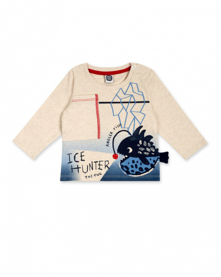 T-shirt En Maille Blanc Et Bleu Boy Fishing Club T-shirt En Maille Blanc Et Bleu Boy Fishing Club