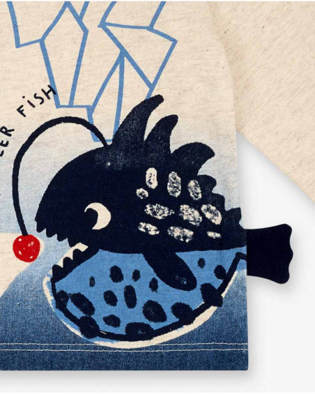 T-shirt En Maille Blanc Et Bleu Boy Fishing Club T-shirt En Maille Blanc Et Bleu Boy Fishing Club