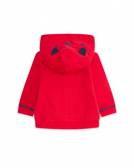 Sweat à Capuche Rouge en Peluche Boy Fishing Club