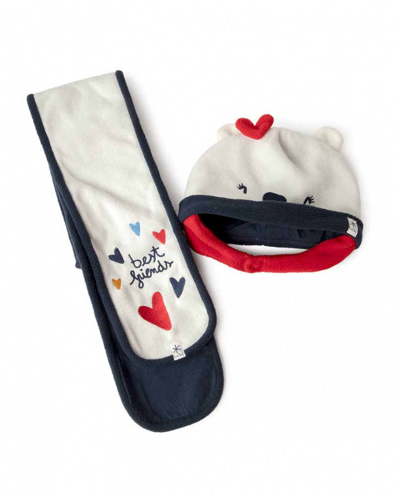 Bonnet et écharpe polaire blanc fille Fishing Club