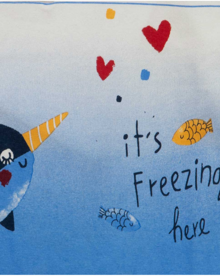 T-shirt en maille blanc et bleu fille Fishing Club