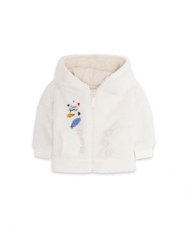 Fille Veste Fourrure Blanche Fishing Club