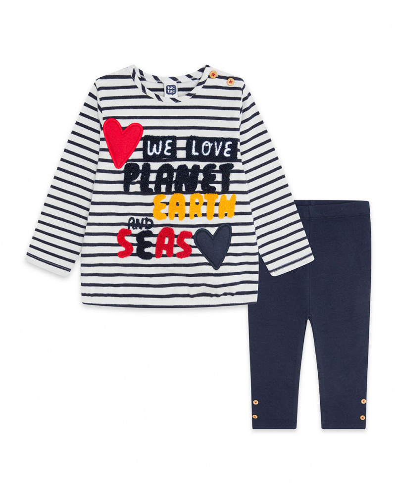 T-shirt Et Legging En Maille Bleu Fille Fishing Club