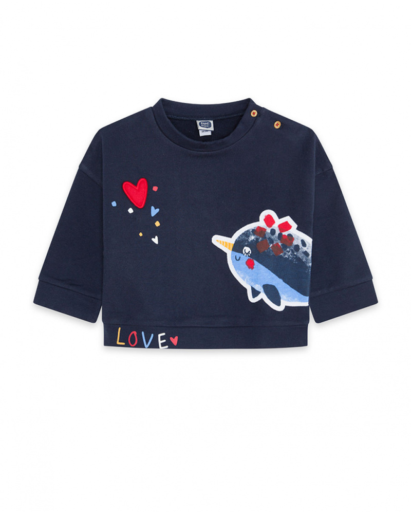 Sweat-shirt bleu en peluche pour fille Fishing Club