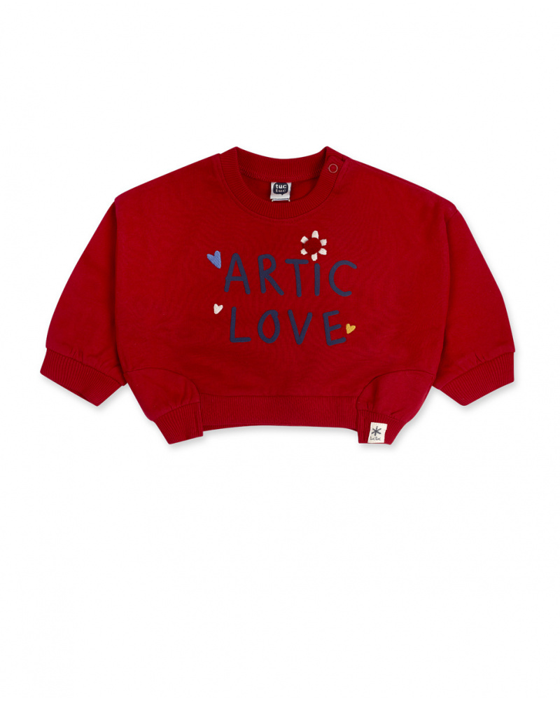 Sweat en peluche rouge pour fille Fishing Club