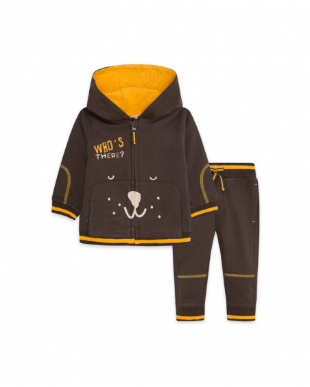 Sweat Et Pantalon En Peluche Marron Et Orange Boy Dog'S Mix
