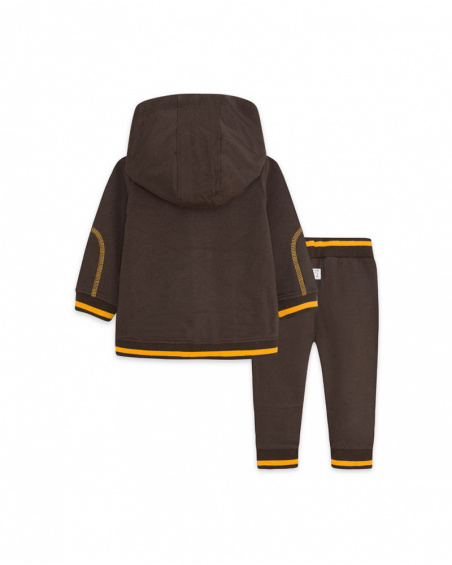 Sweat Et Pantalon En Peluche Marron Et Orange Boy Dog'S Mix