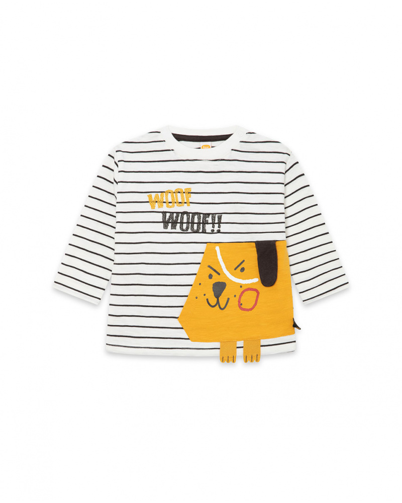 T-shirt en maille blanc et orange Boy Dog'S Mix