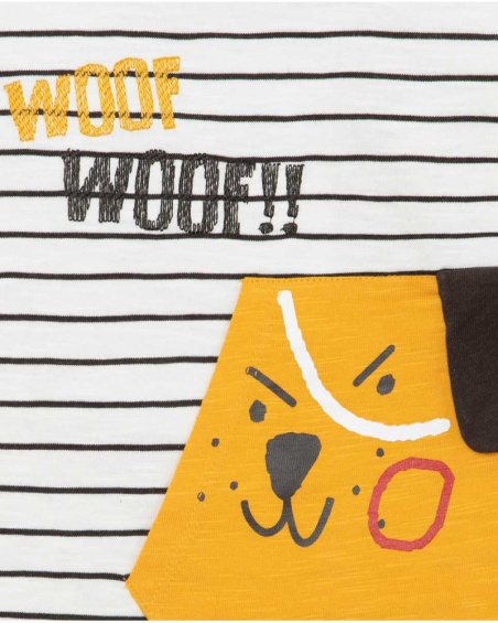 T-shirt en maille blanc et orange Boy Dog'S Mix