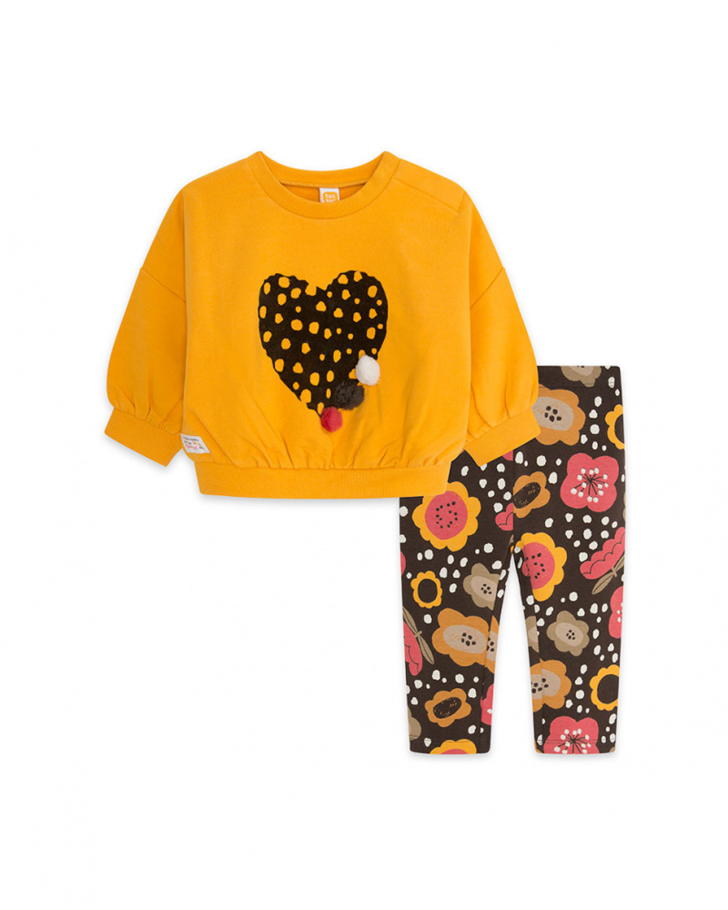 Sweat Et Legging Peluche Orange Et Marron Girl Dog'S Mix