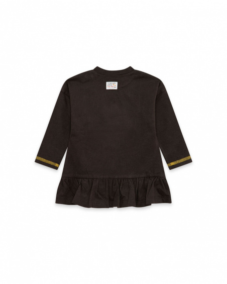 T-shirt fille en maille marron Dog'S Mix